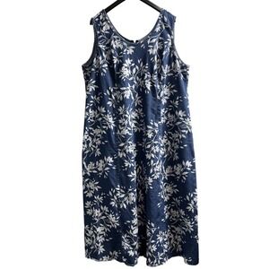 Jessica London Dress 26W Denim Floral Jumper Maxi  Modest Country Western Church